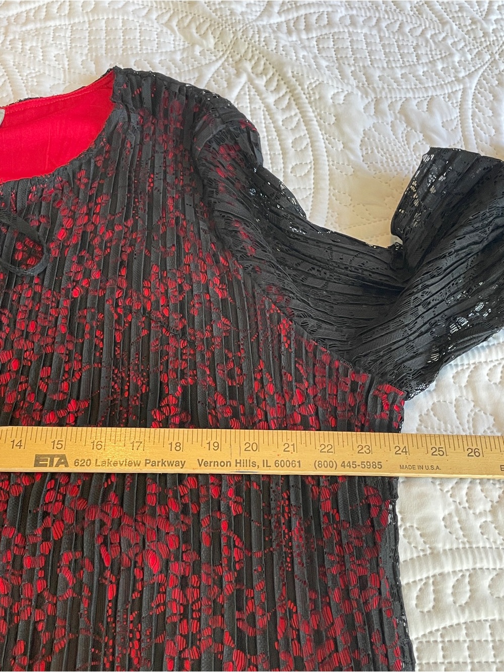 Catherine’s Black Lace Overlay Tunic with Red Underlayer - Picture 8 of 16